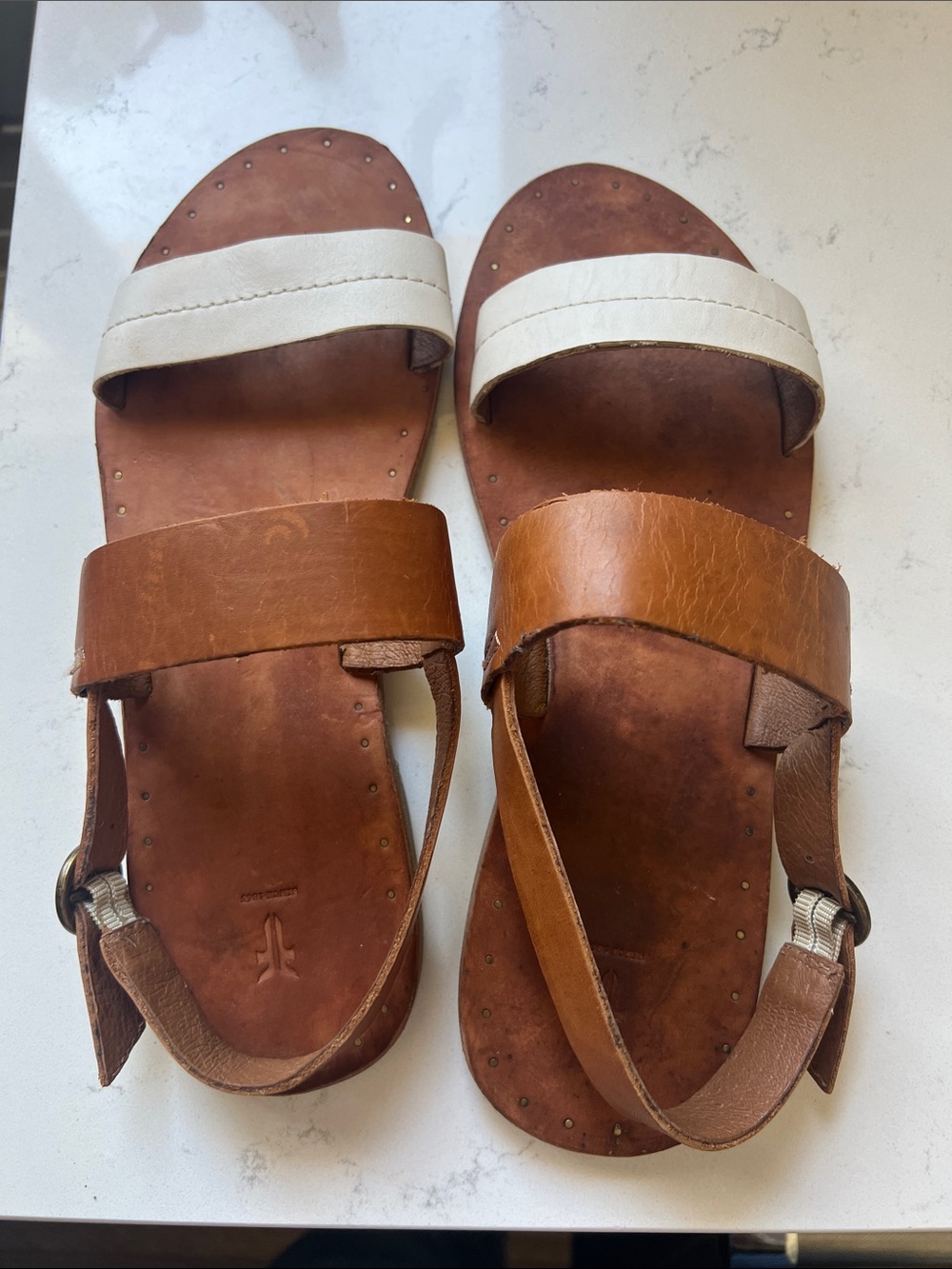 Frye Cognac Leather Slide Sandal